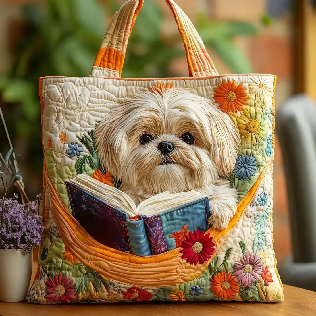 Väska - Shih Tzu och böcker